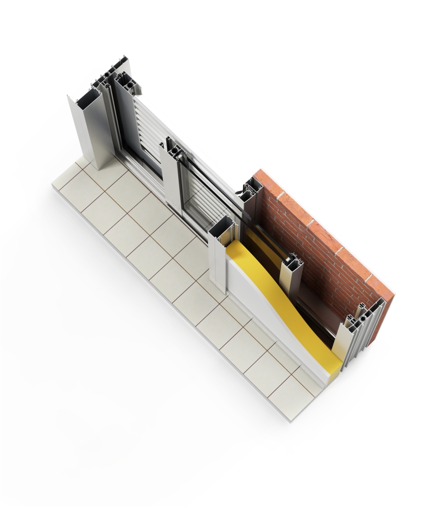 Simulación montaje puerta corredera de cristal