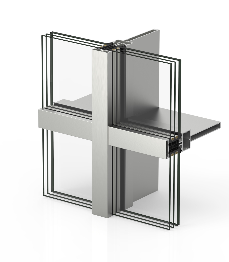 Detalle de ventana con marco de aluminio